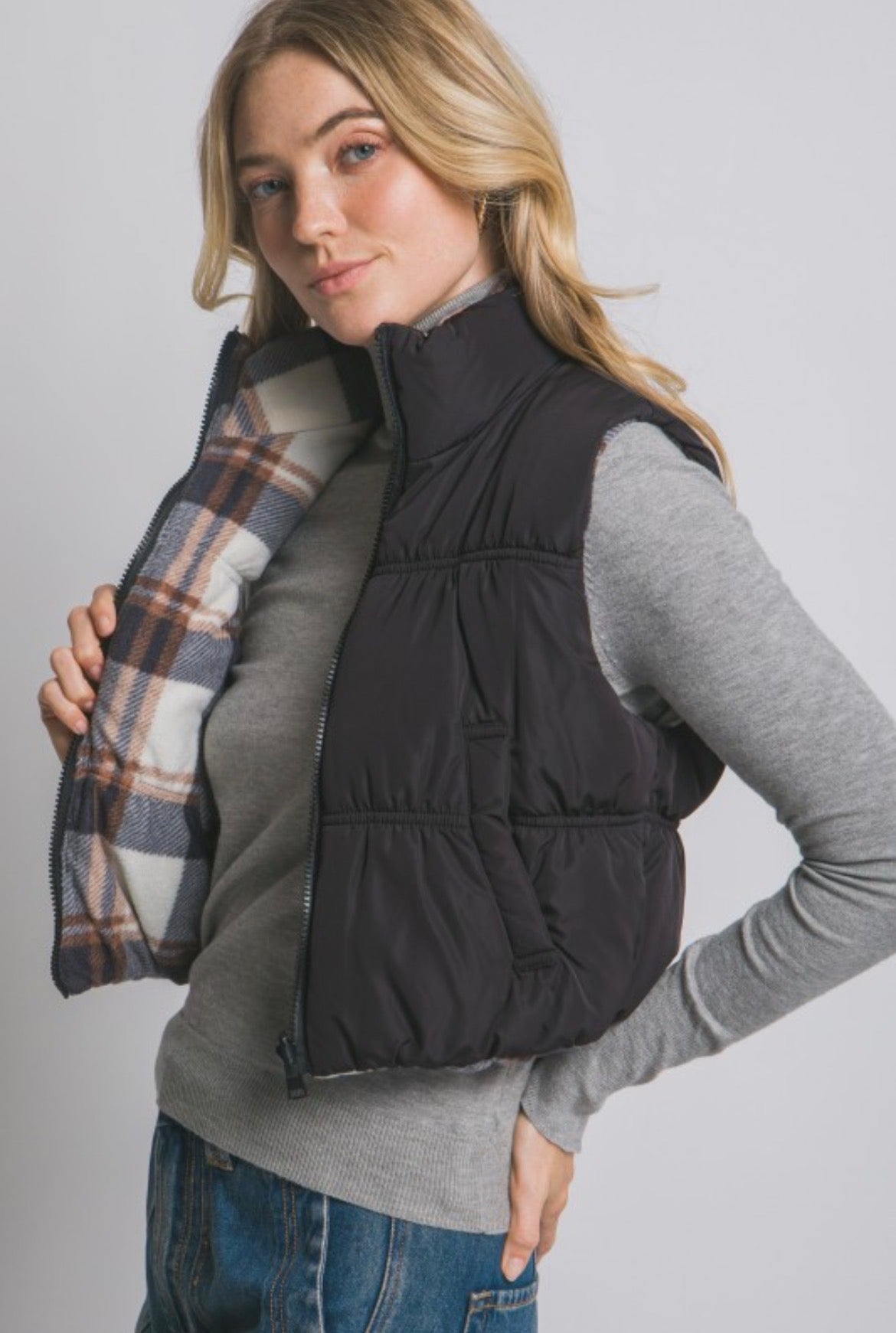 Black reversible vest