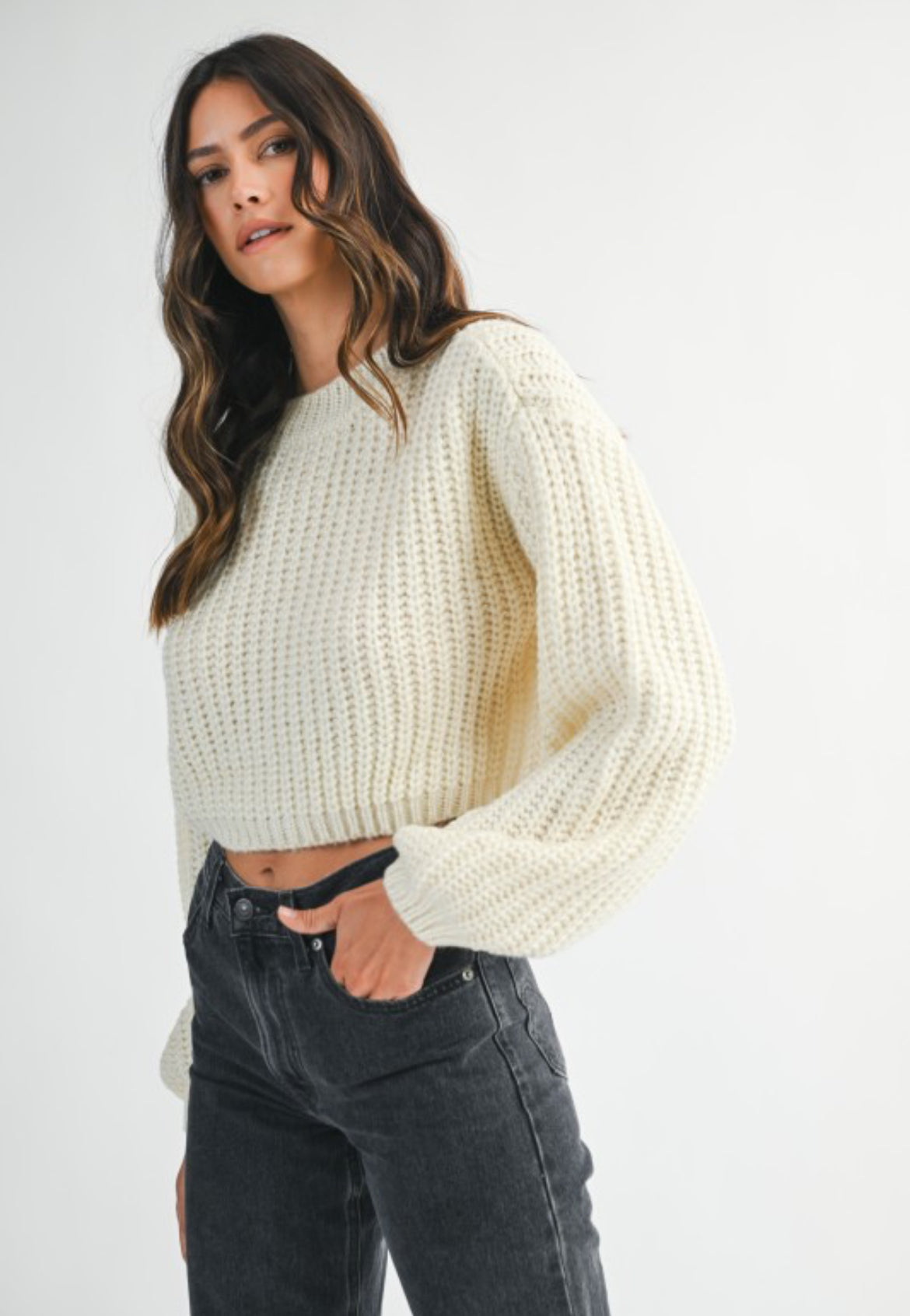 White knitted sweater