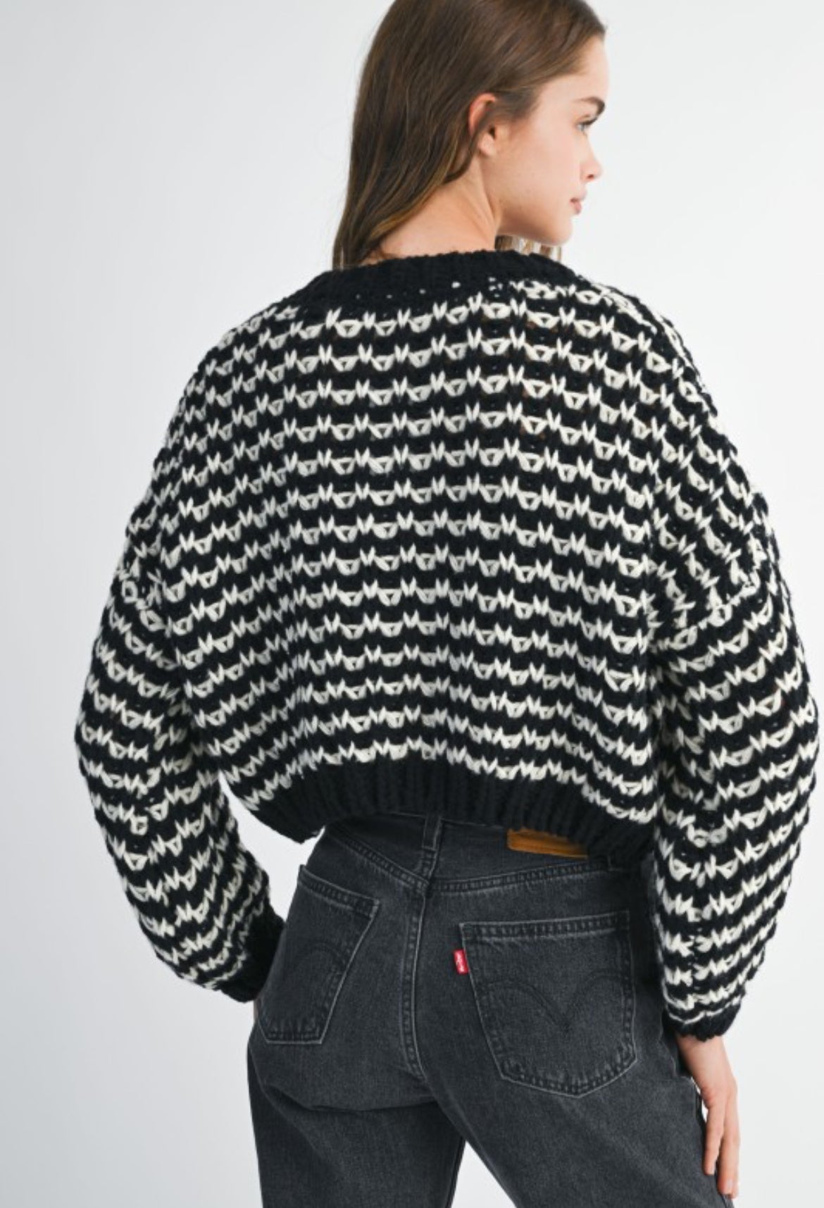 Black knitted button cardigan