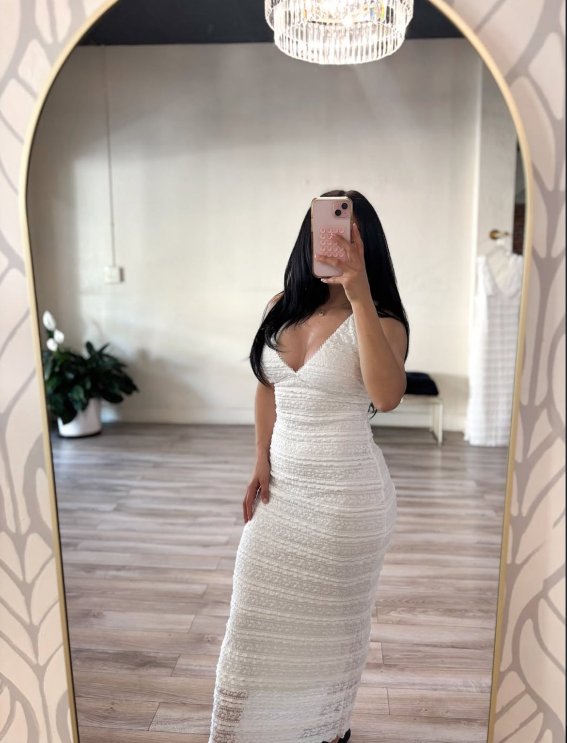 Modish textured lace midi dress