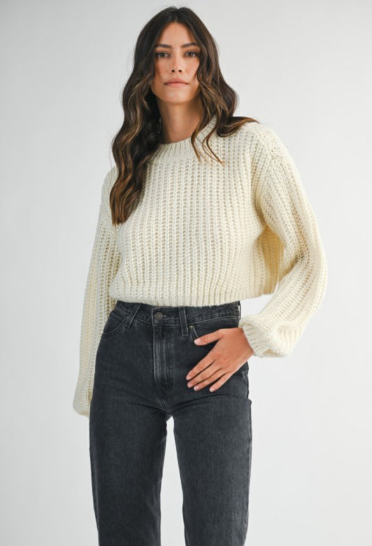 White knitted sweater