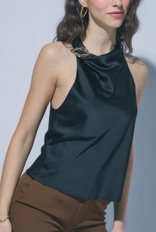 Black satin top