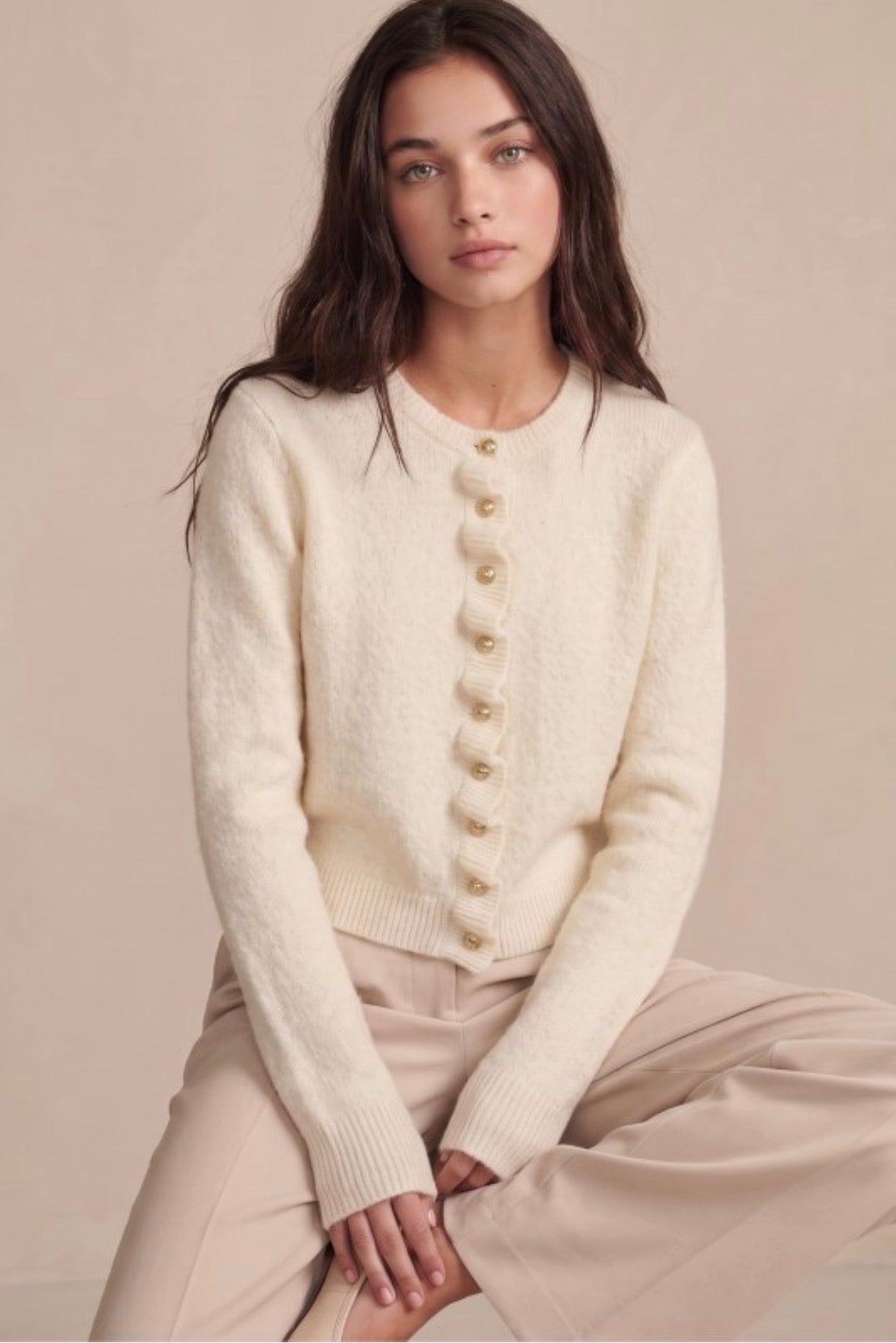 Ivory ruffle cardigan