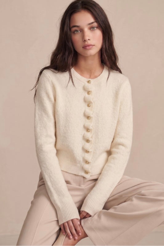 Ivory ruffle cardigan
