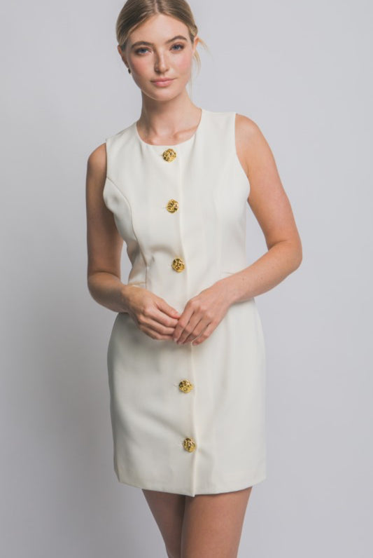 White gold button dress