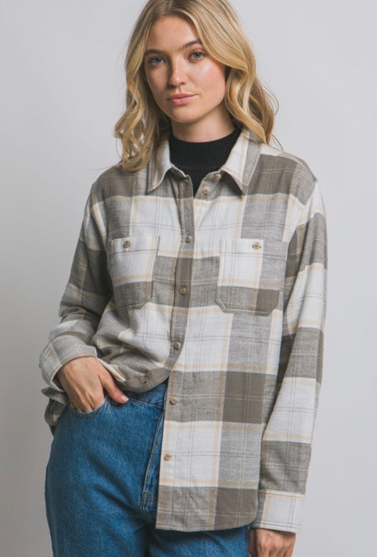 Olive plaid flannel