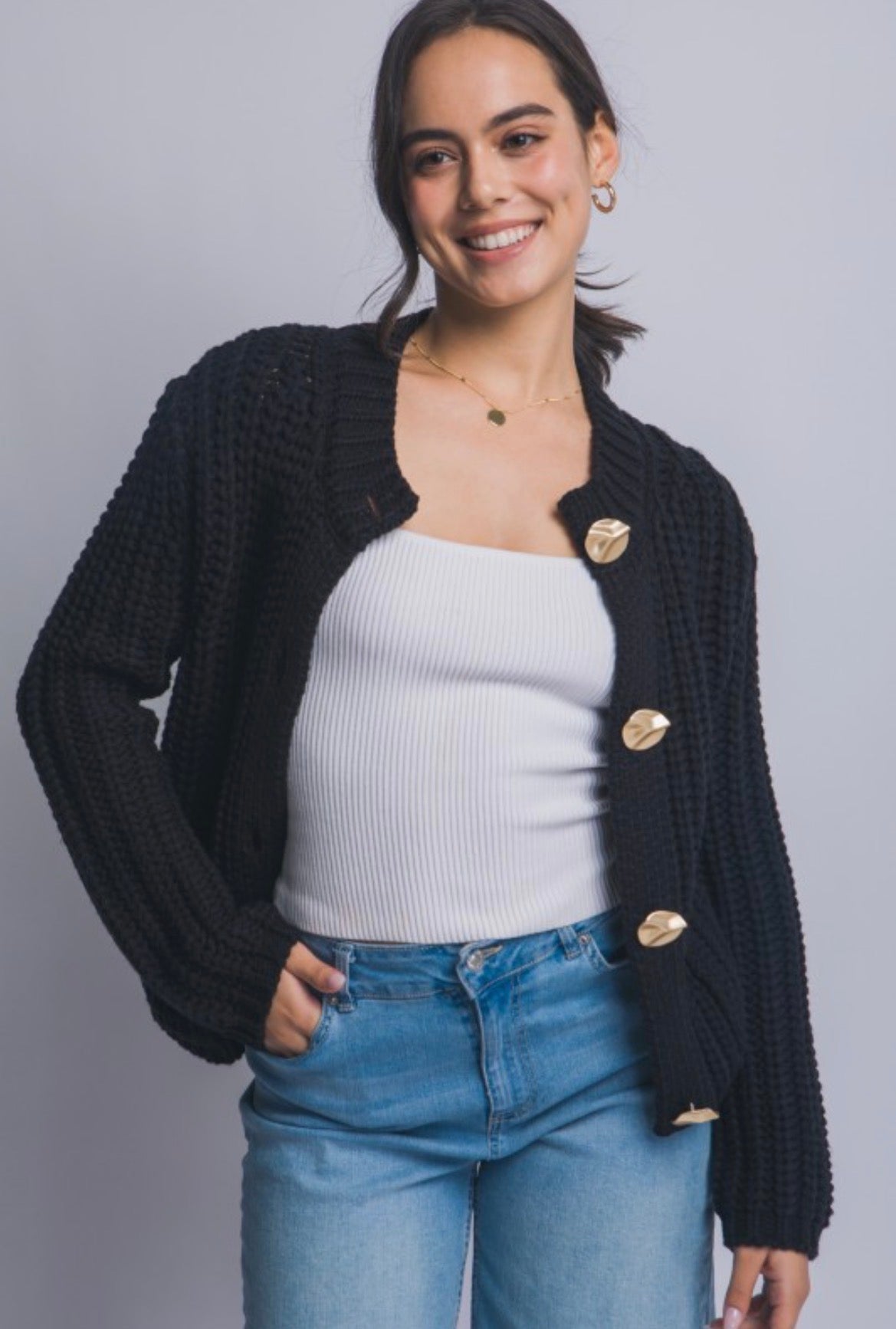 Black knit cardigan