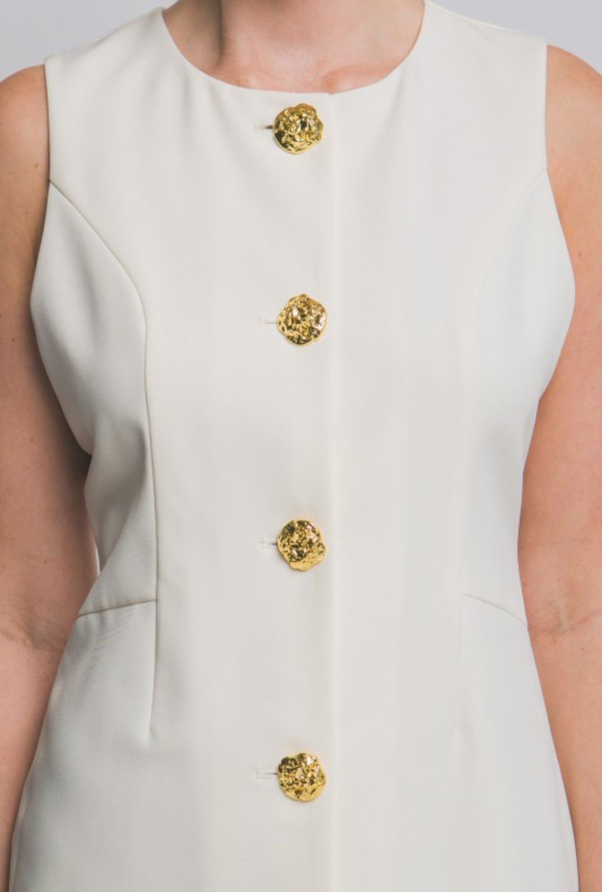 White gold button dress
