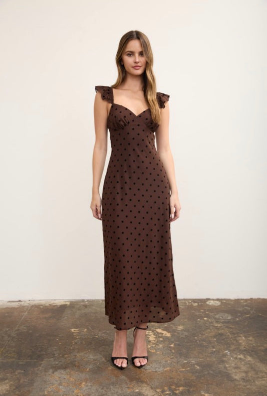 Brown pock a dot dress