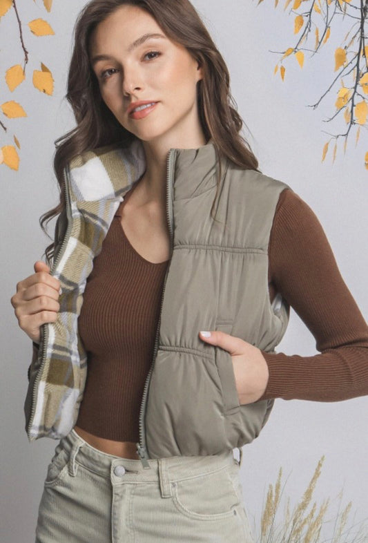Olive reversible vest