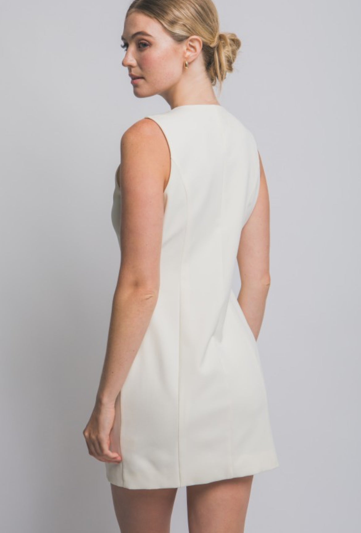 White gold button dress