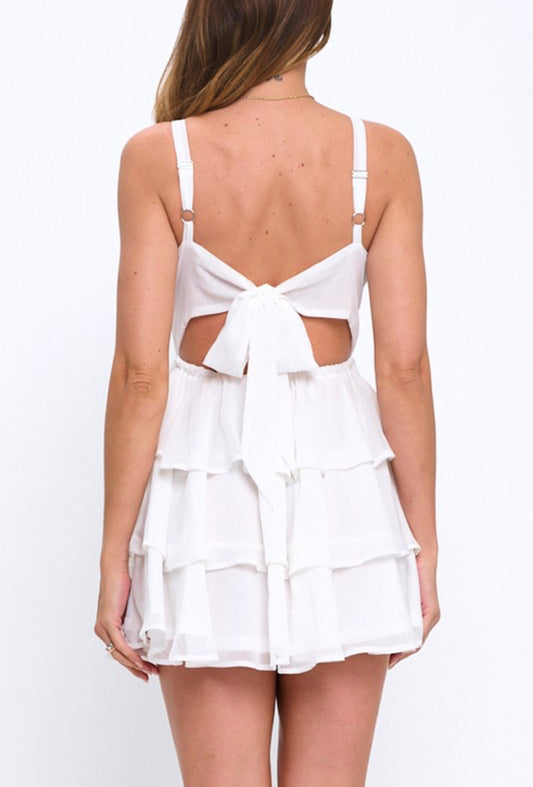 White triple layer dress