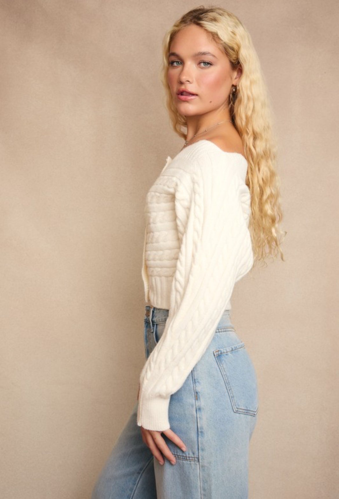 Cream button cardigan