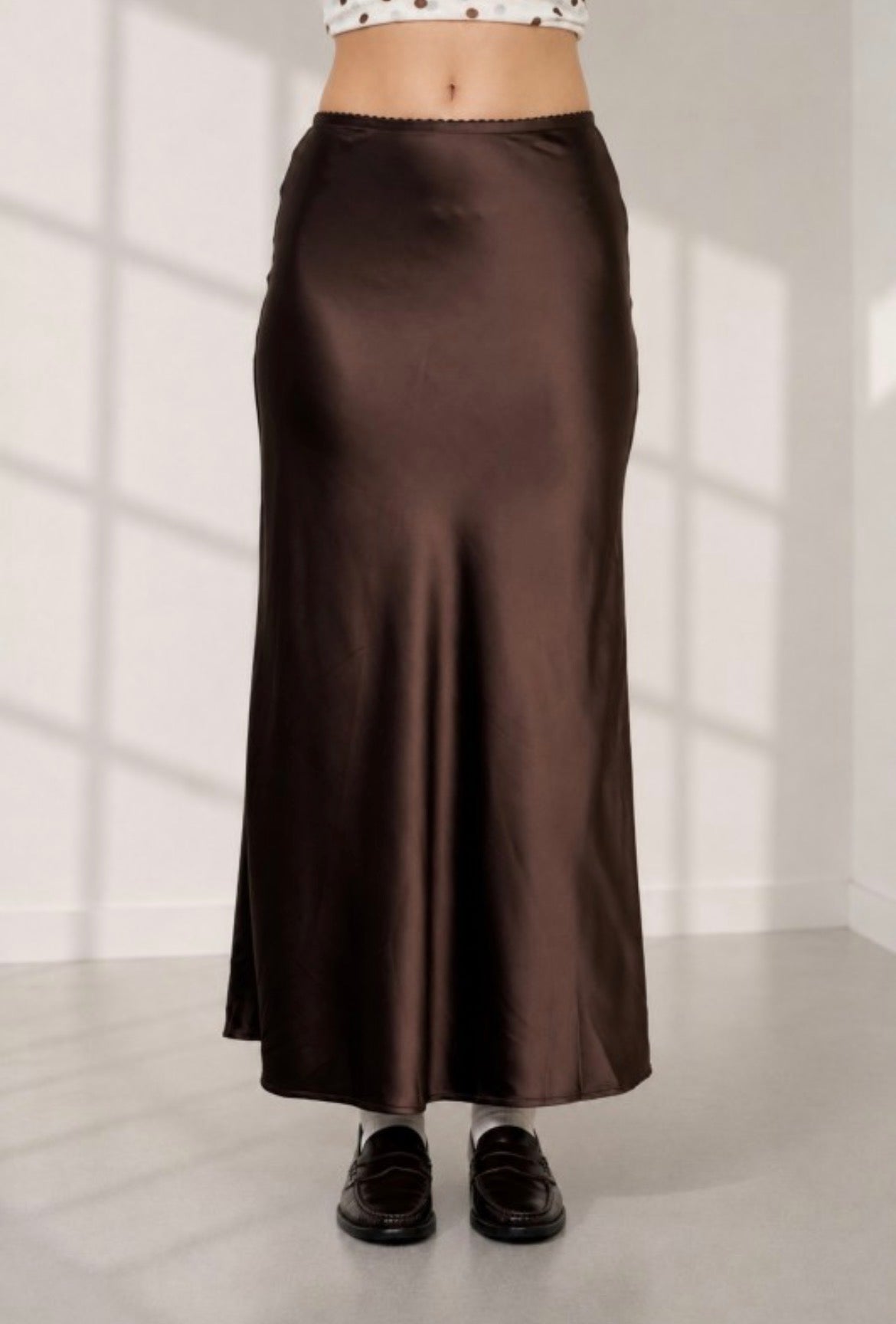 Brown satin skirt