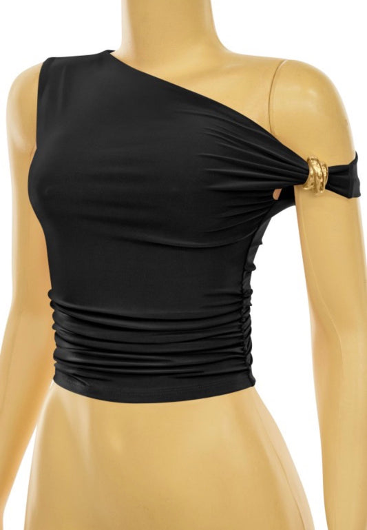 Black off shoulder top