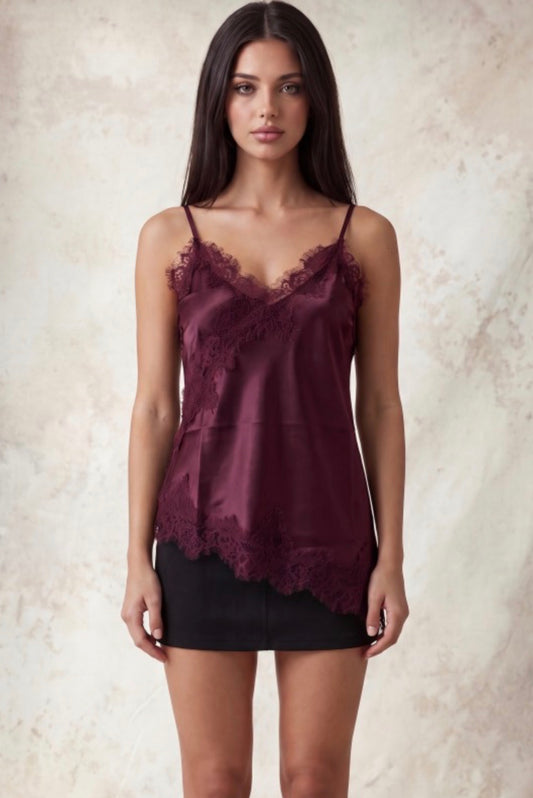 Burgundy lace top