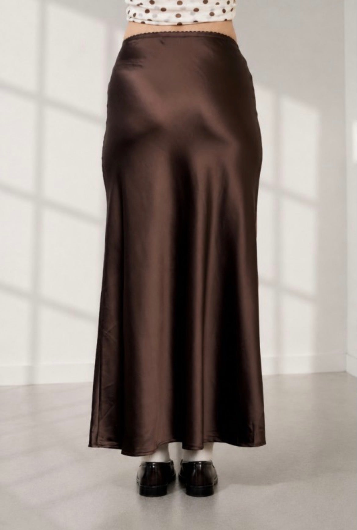 Brown satin skirt