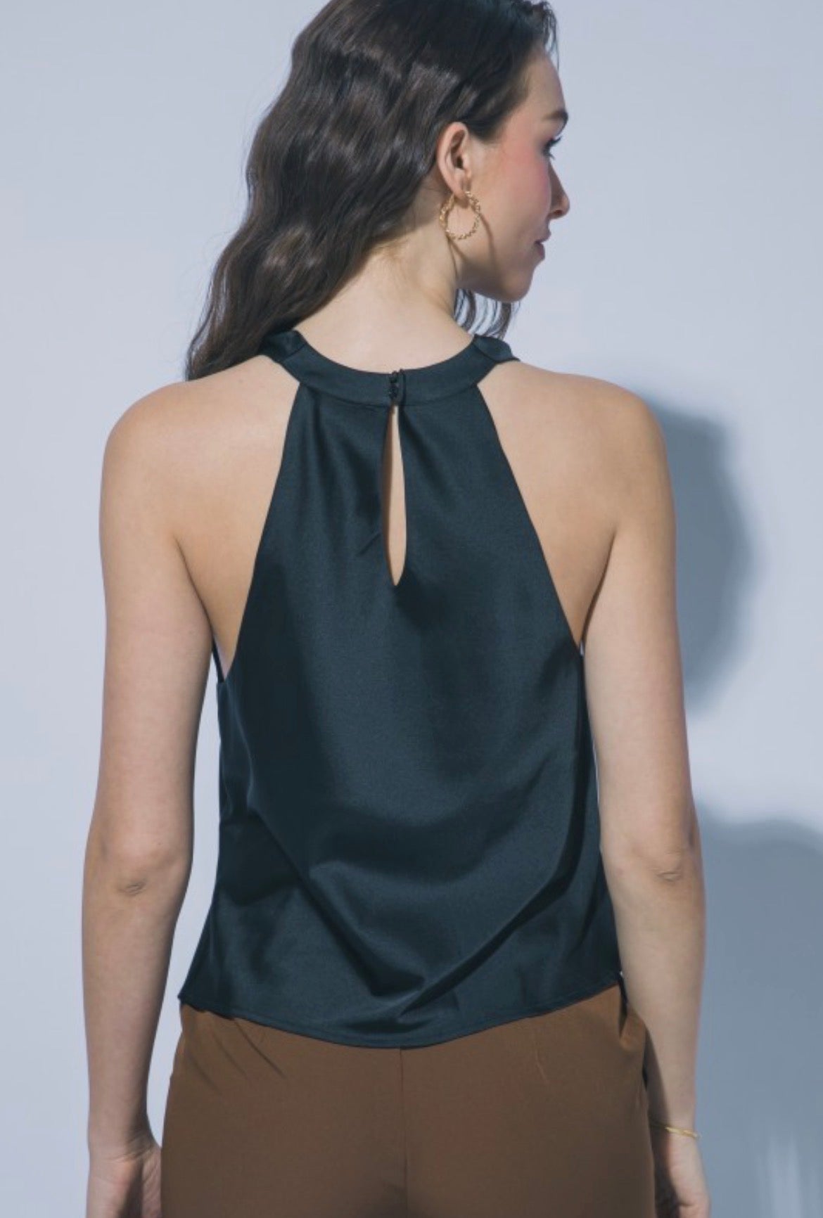 Black satin top