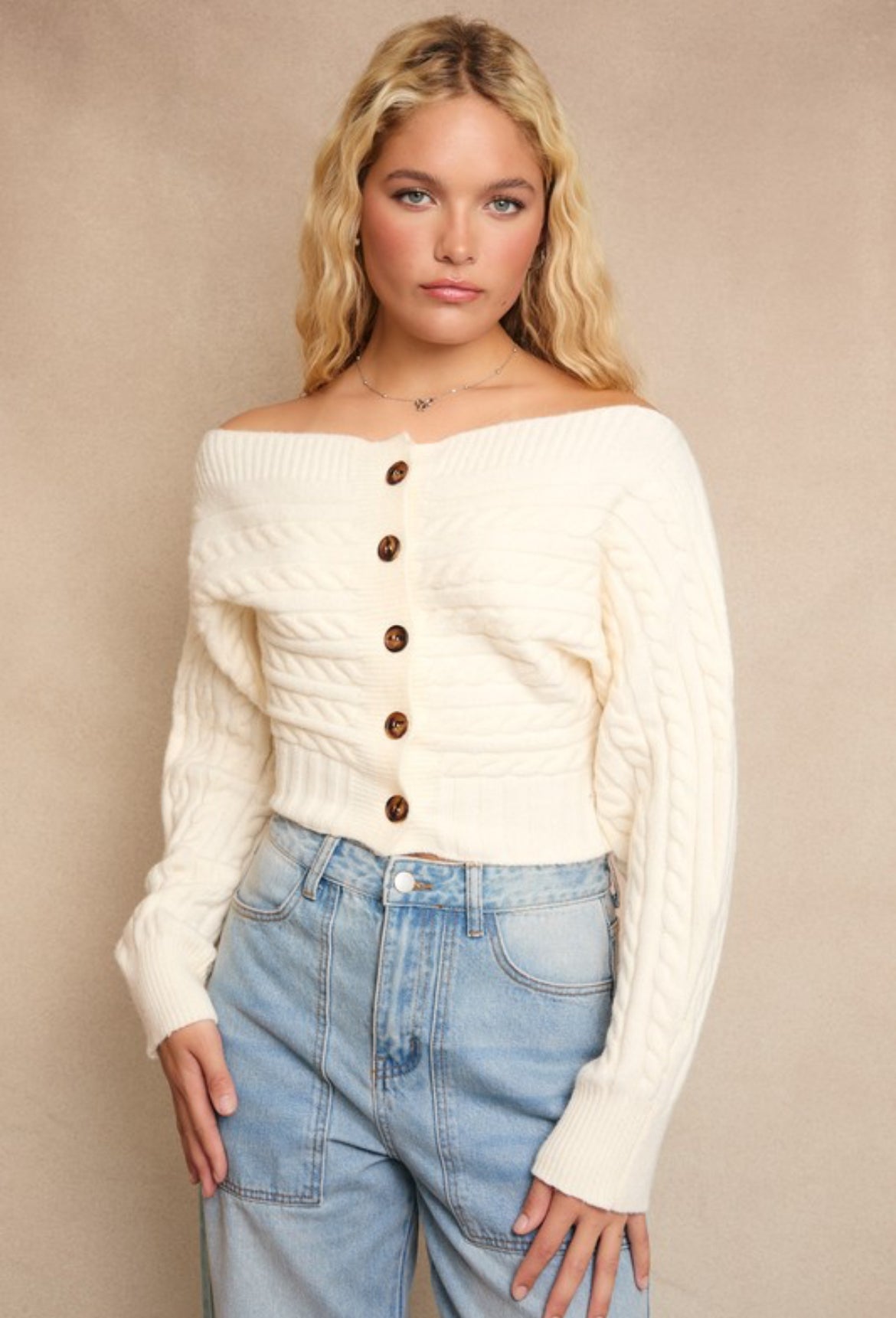 Cream button cardigan