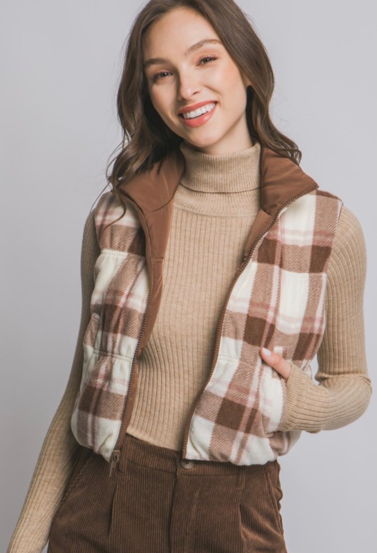 Brown reversible vest