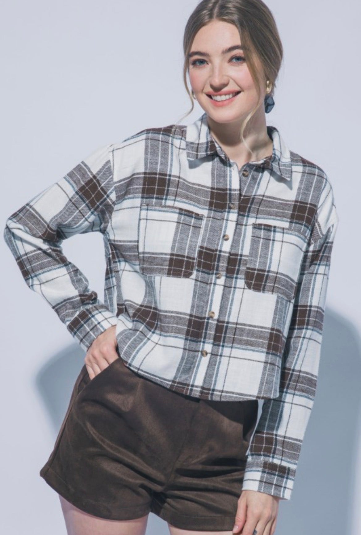Chocolate cropped flannel