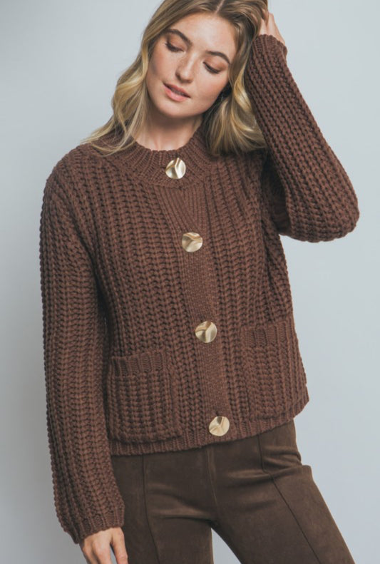 Luxe brown knitted cardigan