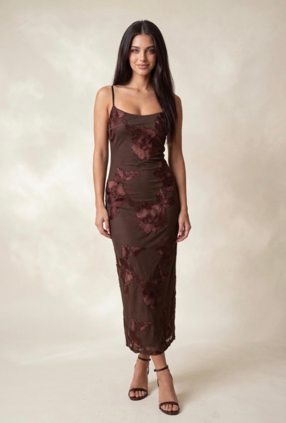 Brown floral dress