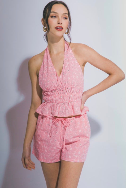 Pink floral two piece set