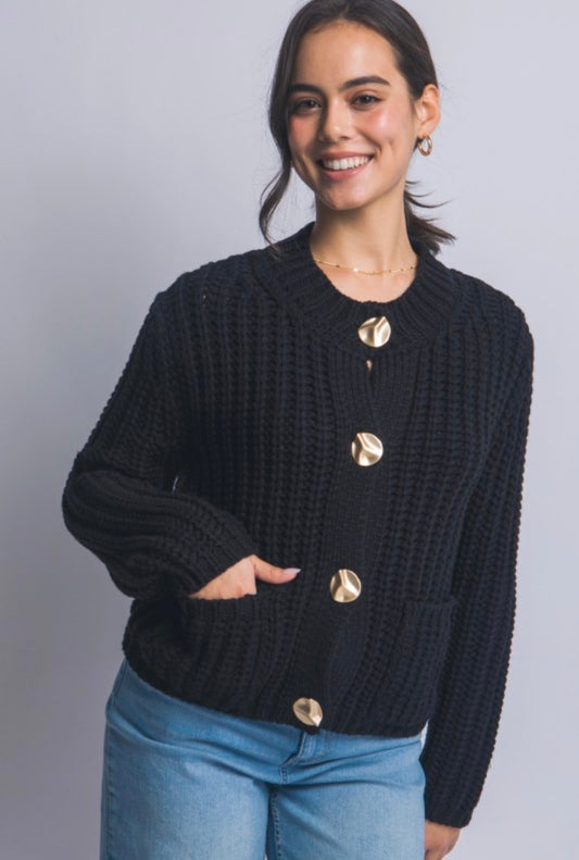 Black knit cardigan