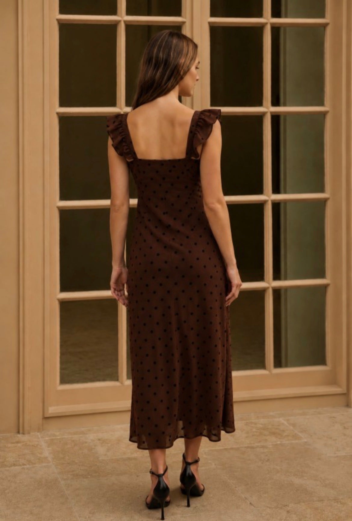 Brown pock a dot dress