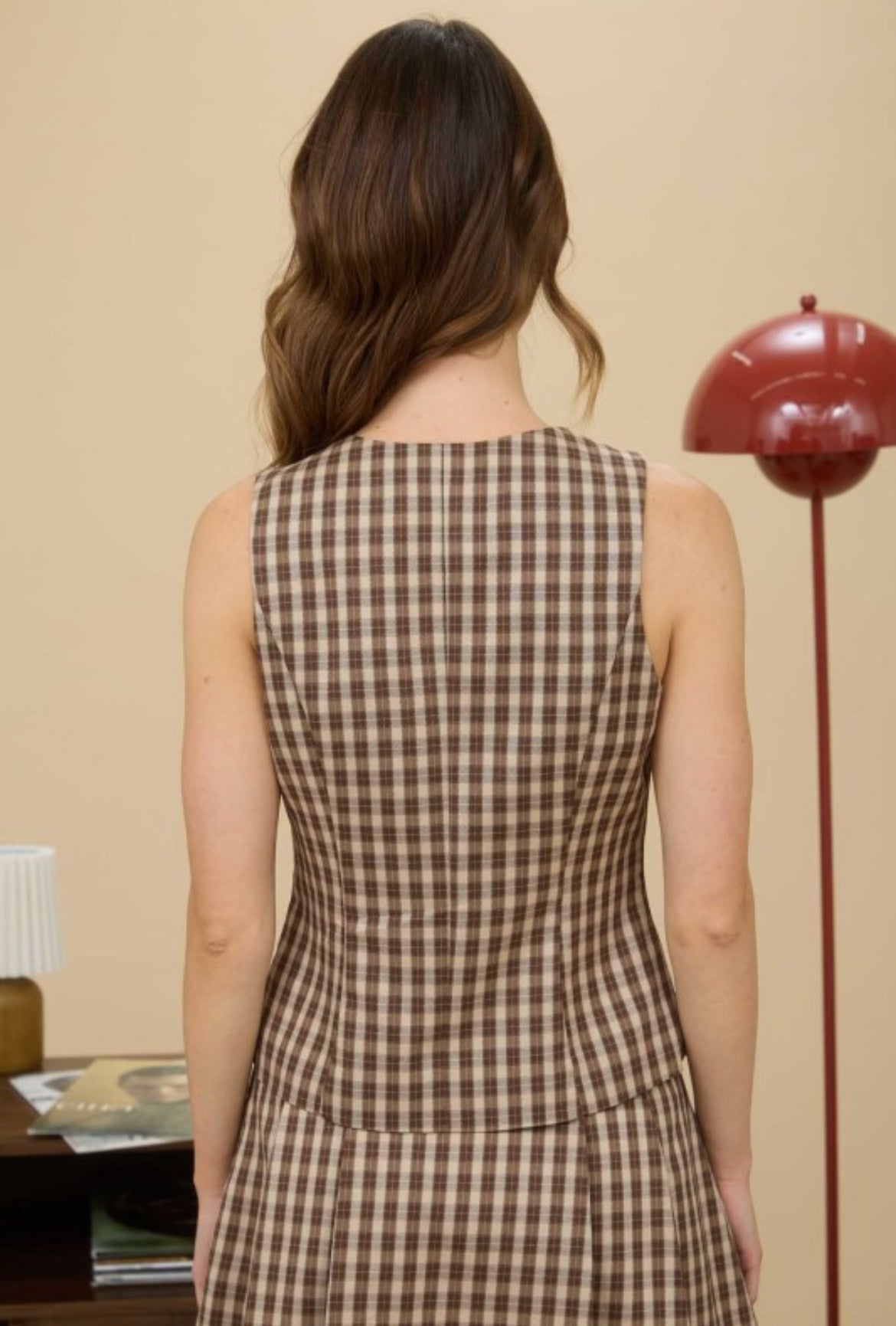 Plaid button down vest