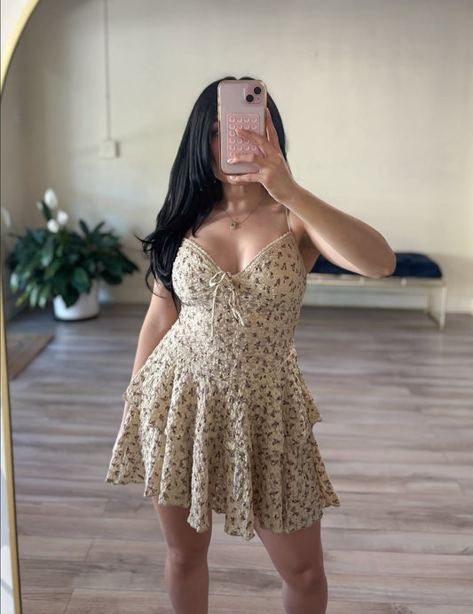 Floral layered mini dress