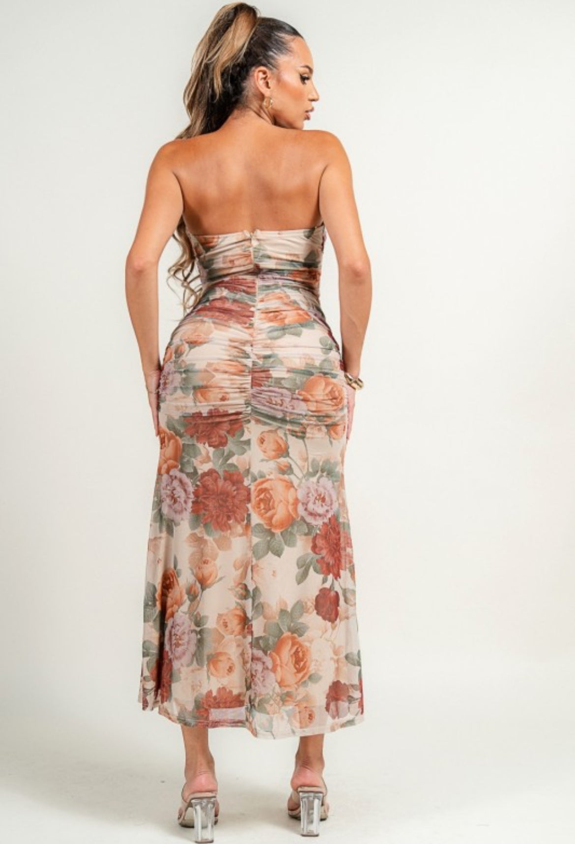 Taupe mesh dress