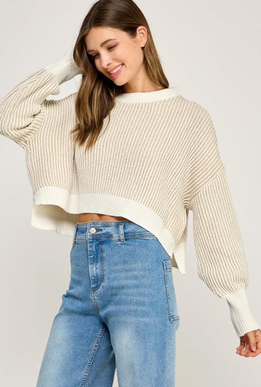 Beige ribbed sweater