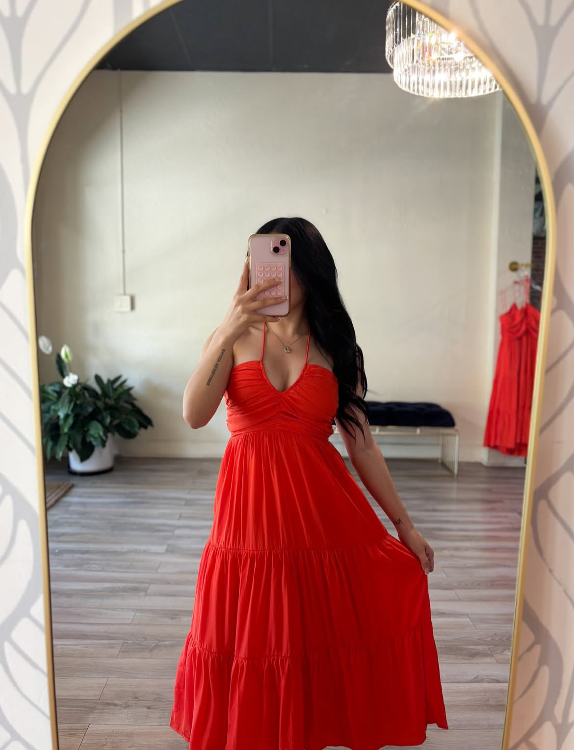 Modish Halter tier midi dress