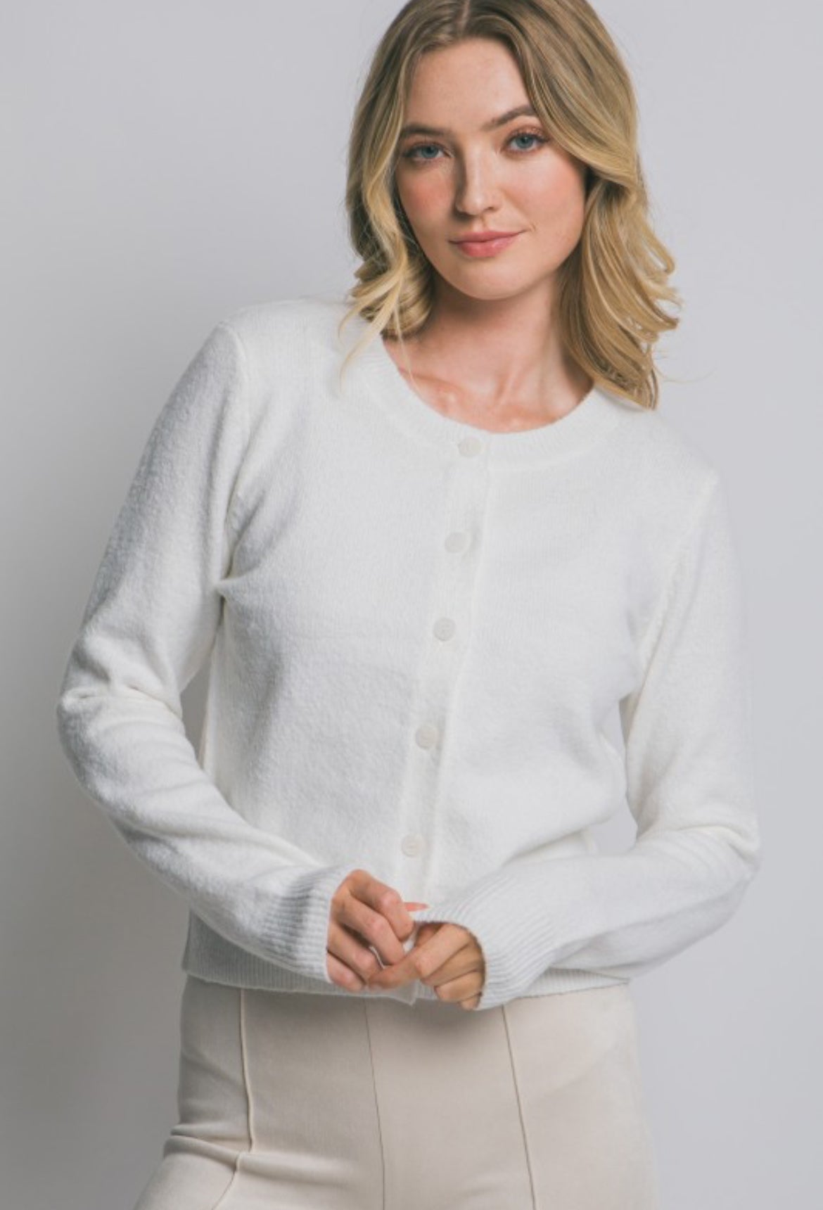 White button cardigan