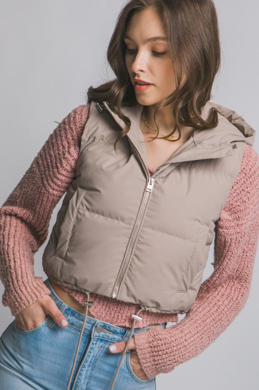 Fresita puffer vest hooded