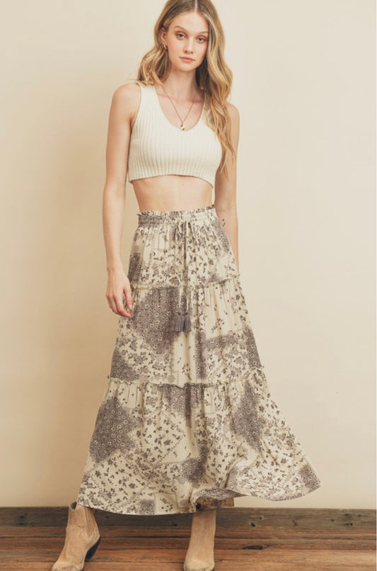 endless flower patch tiered skirt
